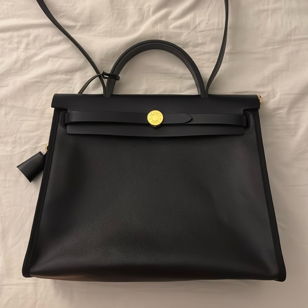 Like New Authentic Hermes Herbag rare coated canvas